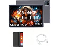 SnelShoppen - Kids Tablet 10 Inch Android 14 - 6GB RAM, 64GB (Uitbreidbaar tot 1TB), 1280x800 HD Touchscreen, 6000mAh Batterij - Ideaal voor Kinderen,