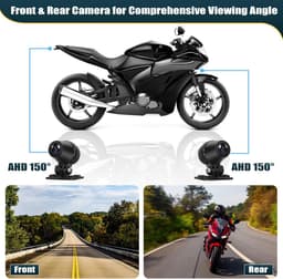 SnelShoppen - Motorfiets Dashcam met Dubbelfunctie, 6.86'' HD Touchscreen, IP68 Waterdicht, Bluetooth & WiFi, Carplay en Android Auto, Voor Voor- en A — thumbnail 5