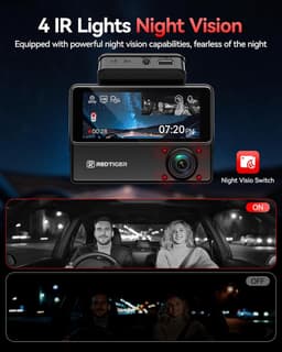 SnelShoppen - 3-Kanalen Dashcam Auto 2,5K+2,5K+1080P met 128 GB Kaart, IR Nachtzicht, Touchscreen, WiFi, GPS, 24-Uurs Parkeermodus voor Voorzijde, Int — thumbnail 3