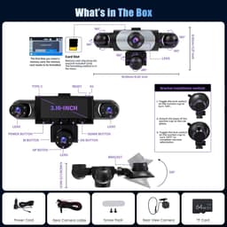 SnelShoppen - 5-kanaals Dashcam Auto 1080P Camera met 3,2 Inch Touchscreen, Nachtzicht, Groothoek en 64G SD-kaart - Perfect voor Veilig Rijden en Opne — thumbnail 5