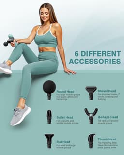 SnelShoppen - Mini Massage Gun, Draagbare Diepe Weefsel Percussie Spier Massager met 6 Massagekoppen, 4 Snelheden, Elektrische Sport Massager in Mint — thumbnail 3