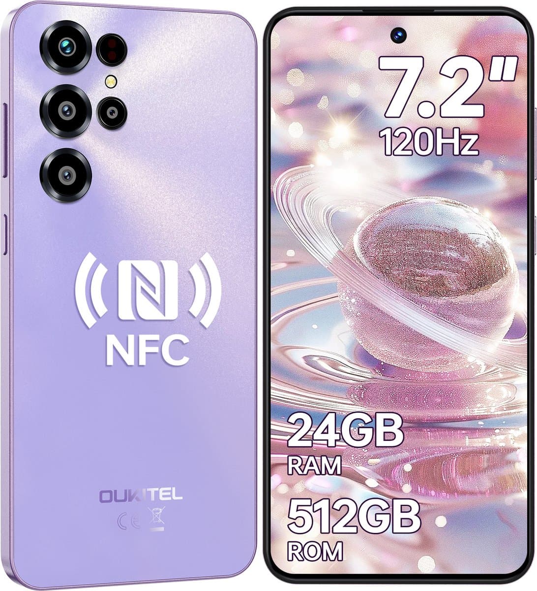 OUKITEL C68 Smartphone 4G-7.2 inch HD-120HZ-24GB RAM-512GB ROM-64MP camera-Android 15-NFC — afbeelding 1