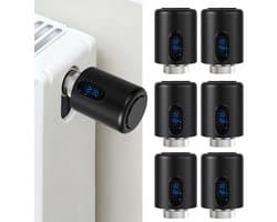 Radiator Thermostaat WiFi – Raamdetectie, Vorstbeveiliging en Kinderslot – Zwart – 6-pack