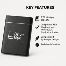 Externe Harde Schijf - Draagbare Opslag - Data Opslag - Plug & Play - 2 Terabyte - Zwart — thumbnail 4