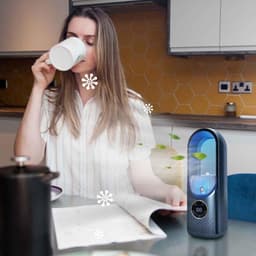 longziming -Bladeless Luchtkoeler met Bevochtiger – 6 Snelheden, Waternevel, Timer, Compacte USB Ventilator voor Slaapkamer, Kantoor en Woonkamer – 100 ml – blauw — thumbnail 4
