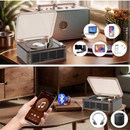 Retro CD-speler met Bluetooth-luidspreker, FM-radio en AUX-ingang, geschikt voor telefoon, laptop, tablet, tv en computer — thumbnail 2