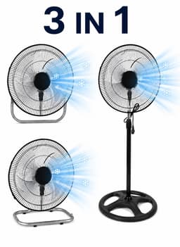 3-in 1 staande ventilator-45cm-70W-aanpasbaar 90cm tot 125cm.krachtig. Binnen. Zomer — thumbnail 5