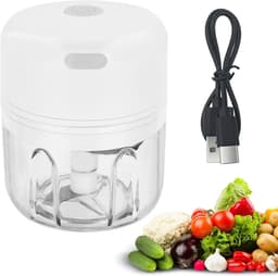 Elektrische Keuken Chopper - Mini Mixer - Snel Ingrediënten Snijden - Oplaadbaar Via USB - 250ml Capaciteit - Wit — thumbnail 1