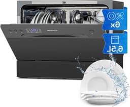 Tafelmodel Vaatwasser - Kleine Vaatwasser - Thuisgebruik Keuken - Zes Wasprogramma's - Voor 6 Couverts - Antraciet — thumbnail 1