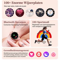 VASHOY HK38 - Smartwatch Dames - Horloge Dames - Full Screen - Bluetooth Spraakassistent – Hartslag, Bloeddruk, Stress, Slaap, Stappenteller - IP68 -Geschikt voor iOS/Android - Zilver — thumbnail 2