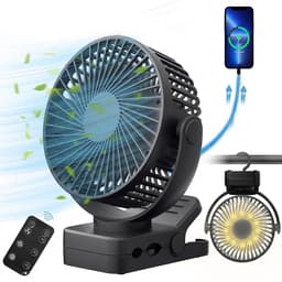 YONO Clip Ventilator Oplaadbaar - Ventilator met Klem - Afstandsbediening - 3 Snelheden - Timer - LED Verlichting - 12.000 mah - USB-C - 360° Draaibaar - Zwart — thumbnail 1