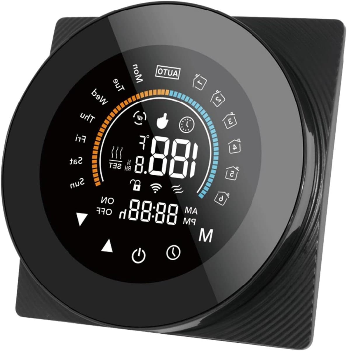 Slimme Thermostaat - Digitale Regelaar - Energie Besparen - Programmeerbaar Comfort - 87 mm - Zwart — afbeelding 1