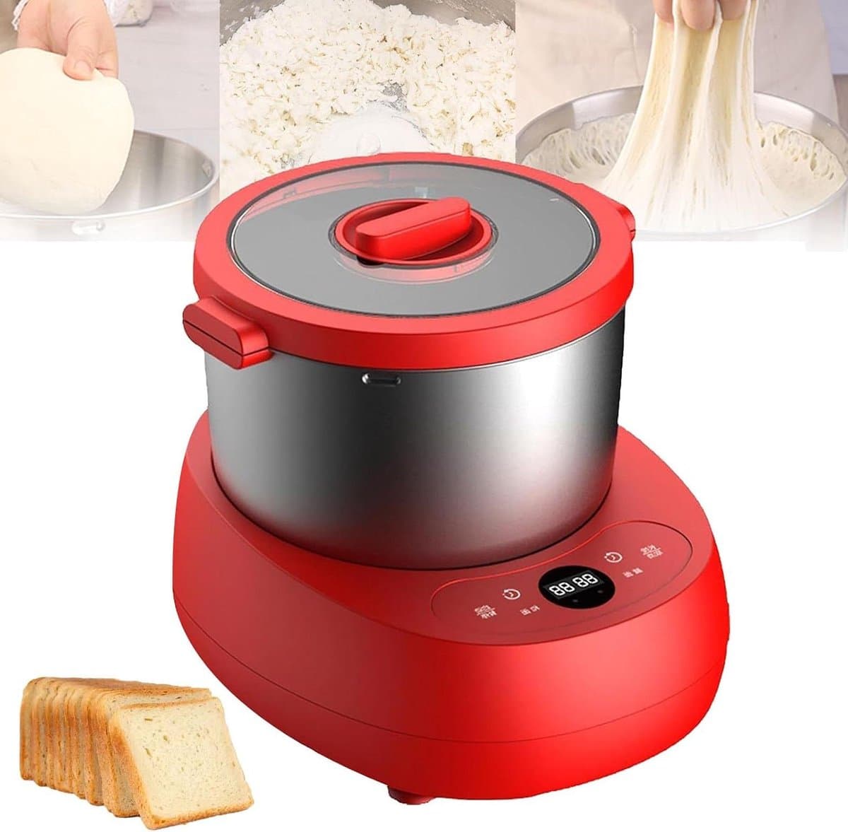 Deegmixer - Keukenmachine Mixer - Bakken Brood - Multidimensionale Mengfunctie - 5 Liter - Rood — afbeelding 1