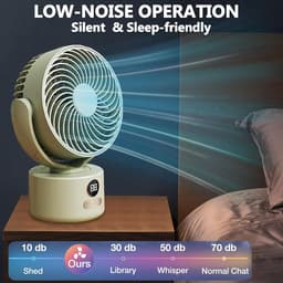 Bureau ventilator – Mini ventilator – USB ventilator – 3600 mAh – 3 snelheidsstanden – Automatisch zwenkend – Draagbare ventilator voor thuis, kantoor camping – 15 x 8,5 x 20 cm – Lichtgroen — thumbnail 4