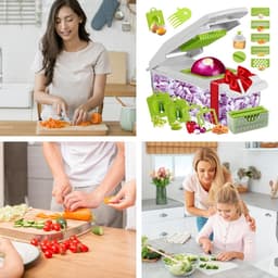 Groentehakker - Keuken Snijder - Maaltijd Voorbereiden - 18-in-1 Functies - 334 x 127 x 123 cm - Groen — thumbnail 5