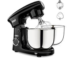 Kneedmachine Keukenmachine - Deegmixer Bakmachine - Zelf Bakken - Dubbele Roestvrijstalen Kom - 9 Liter Totaal - Zwart