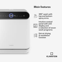 Klarstein Oceana mini vaatwasser - Compacte vaatwasser voor 3 couverts, met 7 programma's, 6 liter waterverbruik, AquaStop, draagbaar design — thumbnail 9
