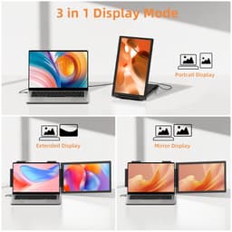 UFTA Laptop Monitor - Draagbare Monitor - 14 inch - FHD 1080P IPS Scherm -Uitbreiding Dubbel Scherm voor Portable Laptop - Zwart — thumbnail 2