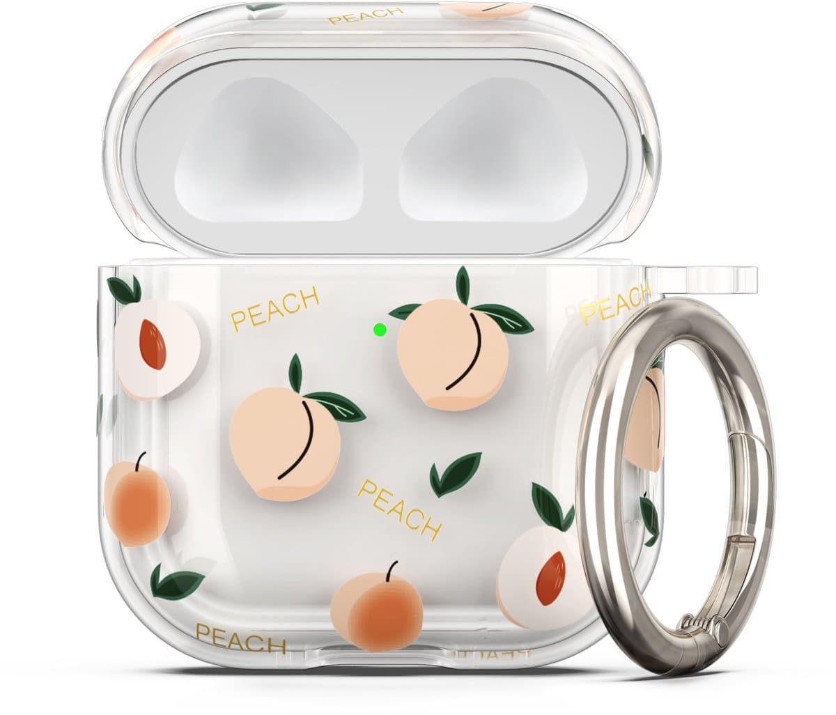 kwmobile Hoes compatibel met Apple Airpods 4 Case - Zachte TPU beschermhoes - Cover in oudroze / transparant perziken design — afbeelding 1