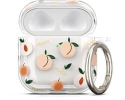 kwmobile Hoes compatibel met Apple Airpods 4 Case - Zachte TPU beschermhoes - Cover in oudroze / transparant perziken design
