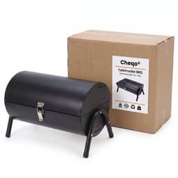 Cheqo® Houtskoolbarbecue - Barbecue Tafelmodel - BBQ Tafelmodel - Tafelbarbecue - Compacte Houtskool Grill - Kolen Barbecue - Draagbaar - voor Camping - Balkon - Picknick - Park en Strand - Cilindervorm - Deksel - Mat Zwart - Mini BBQ — thumbnail 3