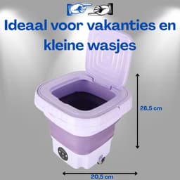 Mini Wasmachine met Centrifuge 8L Paars - Opvouwbare Wasmachine - Kleine Wasmachine - Camping Wasmachine - Wasmachine Draagbaar - Met Ebook — thumbnail 6
