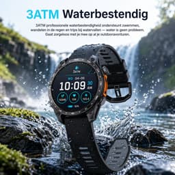 Royal Empire HD Pro GPS Smartwatch Heren - AMOLED Smartwatch met Ingebouwde GPS & Belfunctie - 100+ Sportmodi, Kompas & Zaklamp - Hartslagmeter, Slaapmonitor & SpO2 Meter - Inclusief 3 Bandjes - 1.43 Inch - Zwart — thumbnail 7
