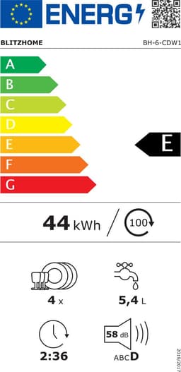 BLITZHOME Vaatwasser BH-6-CDW1 – draagbaar tafelmodel, 5,2L, 9 programma's, PTC hete lucht droging, 3D 360° sproei, app-bediening, EU-stekker — thumbnail 2