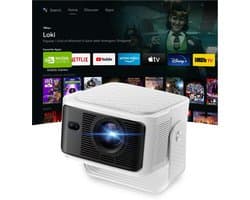 Mini Beamer - 4K Projector Draagbare Smart Beamer - 30.000 Lumen - Android 11, WiFi 6 & Bluetooth 5.4, 180° Draaibaar, 1080P Full HD, Voor Telefoon PC Home Cinema