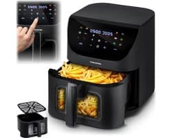 Airfryer XXL - Heteluchtfriteuse Frituurpan - Gezond Koken - Met Kijkvenster - 8 Liter - Zwart