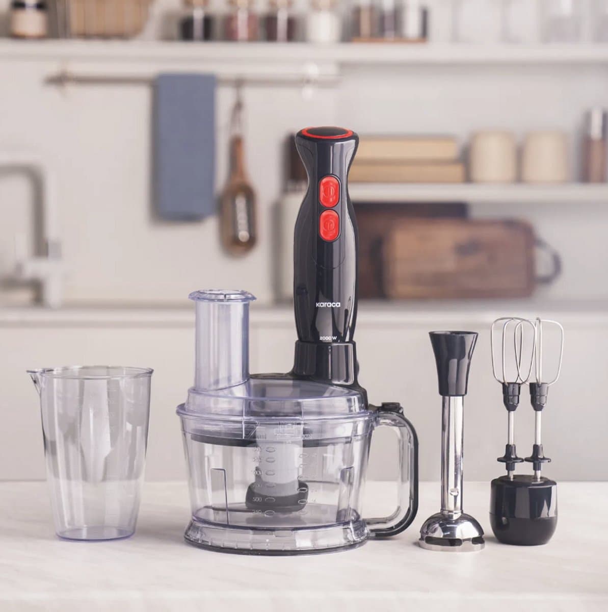 Karaca Pro-Multimax 6-in-1 Keukenmachine 2000W - Hakmolen, Blender en Mixer - 1,5L - Zwart — afbeelding 1