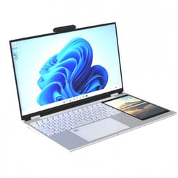 15.6" + 7" Dual-Screen Zakelijke Laptop, Intel N100 (3.4GHz), 16GB RAM, 1TB SSD, 180° Klapbaar, RGB Regenboog Toetsenbord met Ronde Toetsen, Vingerafdruksensor, Afneembare 2MP Webcam, IPS Touchscreen — thumbnail 1