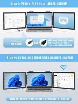 AHD® Professionele Portable Monitor - USB-C - 14 Inch - Double Draagbare Monitor - Portable Monitor Voor Laptop - Zwart - 1cm x 34cm x 21cm — thumbnail 2