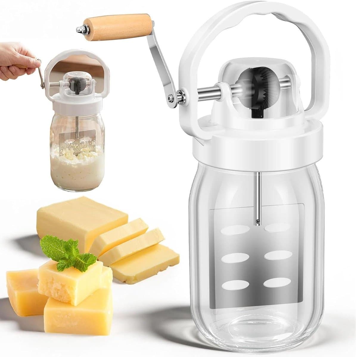 Handmatige Boterkarner - Keuken Blender - Zelf Boter Maken - Klassiek Ontwerp - 15 Liter - Transparant — afbeelding 1
