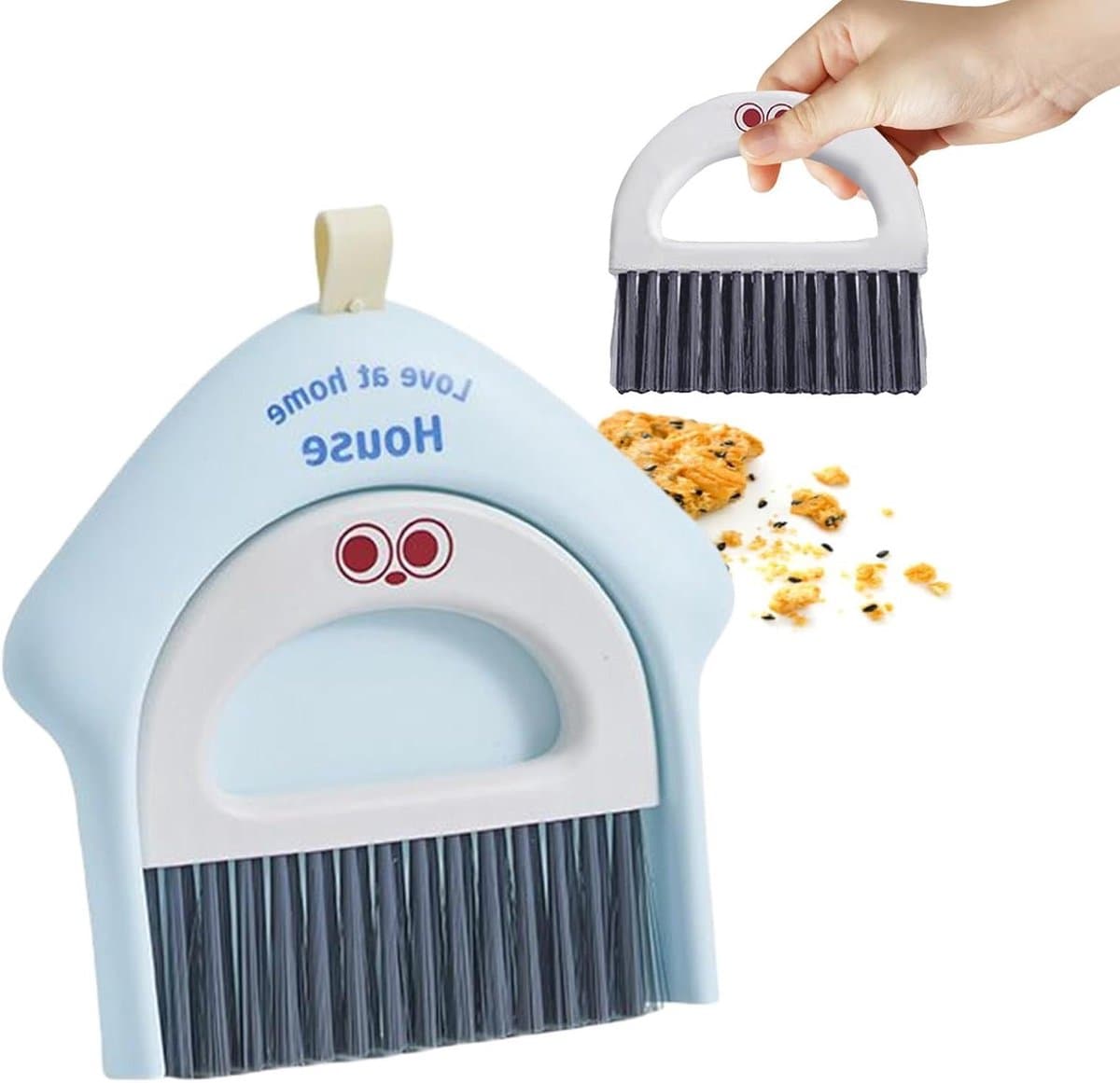 Mini bezem schep - Compacte set - Kleine ruimtes reinigen - In elkaar grijpend ontwerp - 18.2 x 16.6 cm — afbeelding 1