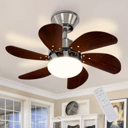 Plafondventilator met Lamp - Ventilatorlamp - Comfort Verhogend - Zomer en Winter - 75 cm - Chroom — thumbnail 3