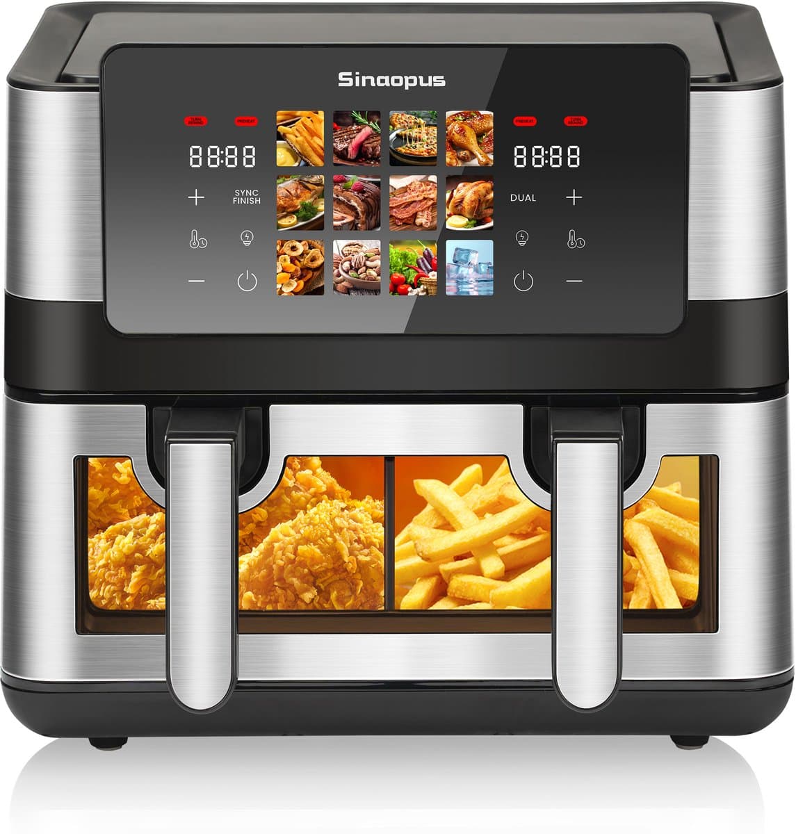 Sinaopus XXL Airfryer 8L 905A – Met Dubbele Mand – 12 Kookprogramma’s – Onafhankelijke Snelle Opwarming – Geschikt voor Gezinnen – Kijkvenster – Eenvoudig te Reinigen – Capaciteit voor 4 tot 5 Personen — afbeelding 1
