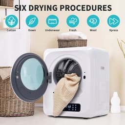 Mini Wasdroger 4kg - Compacte Droogkast - Afvoerdroger - Kleine Droger - Wandmontage - 850W - RVS Trommel - UV Desinfectie - Appartement - 6 Programma's — thumbnail 3