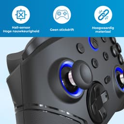Draadloze Pro Controller - Geschikt voor Nintendo Switch en Nintendo Switch 2 - Macro Knoppen - RGB Verlichting - Hall Effect Joystick - Ergonomische Grip - Zwart — thumbnail 2