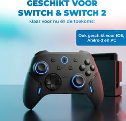 Draadloze Pro Controller - Geschikt voor Nintendo Switch en Nintendo Switch 2 - Macro Knoppen - RGB Verlichting - Hall Effect Joystick - Ergonomische Grip - Zwart — thumbnail 3