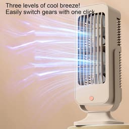 Ventilator Tafelmodel - Staan Ventilator - Persoonlijke Koelte - USB Oplaadbaar - Compact Design - Beige — thumbnail 2