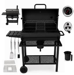 Houtskool BBQ - Smoker Barbecue XL - BBQ met Wielen - 70x37cm Grilloppervlak - Zijpanelen - Zwart — thumbnail 4
