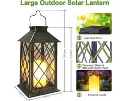 1 st. Grote zonnelantaarn voor buiten, met kaars - Waterdichte tafellamp, hanglamp, buitenzonnelamp voor balkon, tuin en terrasdecoratie - Brons-Geschenk