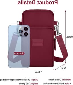 Kleine Schoudertas voor Mobiele Telefoon, Draagbare Crossbody Tas met Hoofdtelefoonaansluiting, Verstelbare Schouderriem voor Dames — thumbnail 2