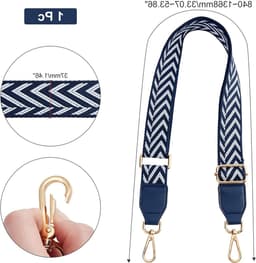 Verstelbare Schouderband voor Handtas met Witte en Blauwe Pijlenpatronen - Ideaal als Vervangingsriem, 0.9-1.4m, Geschikt voor Diverse Handtassen en Schoudertassen — thumbnail 4