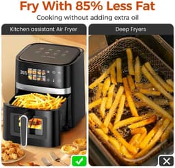 Casa Living Luxe Airfryer - Met 8 Programma's - Gezond koken tot 200 °C - LED-Scherm en Kijkvenster - 5,5L - Zwart Design — thumbnail 5