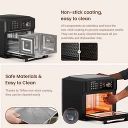 Heteluchtfriteuse – Airfryer - Airfryer Oven - 15L - 360° Luchtcirculatie - 1700W - 240V - 12 Voorinstellingen - LED Touchscreen - Kijkvenster - App Bediening - Zwart — thumbnail 6