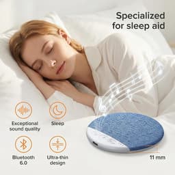 Ultradunne Bluetooth-kussenspeaker – Mini draagbare speaker voor onder het kussen – Draadloos slaapapparaat met witte ruis en timer – Met beengeleiding – Geschikt voor zijslapers – Biedt intieme stereo voor volwassenen en kinderen – Blauw — thumbnail 4