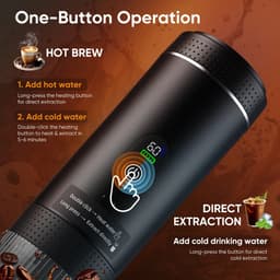 Stervia Draagbare Koffiemachine - Reiskoffiezetapparaat - Tot 5 Kopjes Koffie - Capsules En Poeder - USB C ingang - Zwart - 25 x 7,4 cm — thumbnail 4