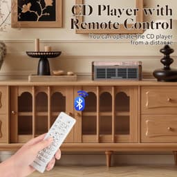 Bluetooth CD Speler - Ondersteuning voor CD/Bluetooth/MicroSD-kaart/USB/AUX - Ingebouwde Speaker - Bruin — thumbnail 4